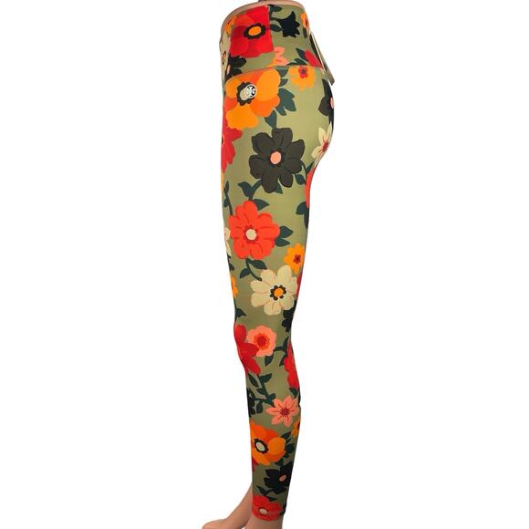 Tory Burch Sport Green Multicolor Floral Yoga Low Rise Athletic Leggings Size XS - Picture 2 of 7